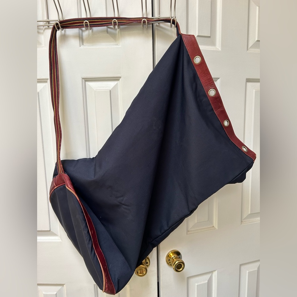 Salvatore Ferragamo Navy blue and Burgundy leather Duffle Tote